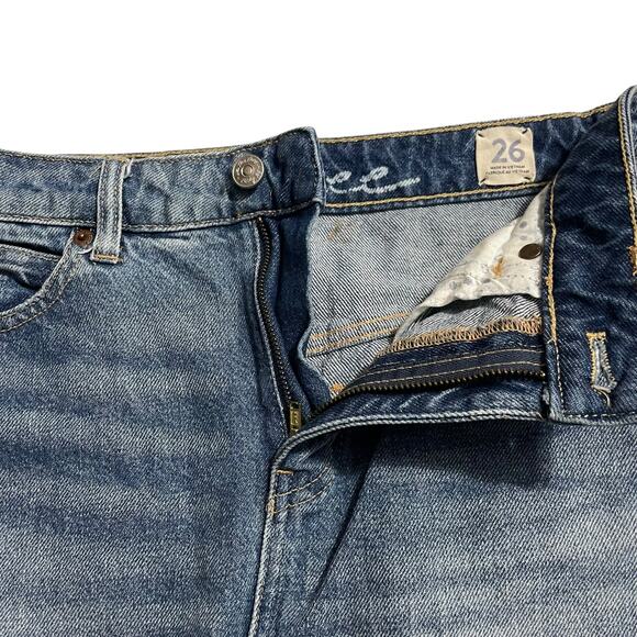 We The Free People Womens 26 Bailey Raw Hem Mini Skirt Blue Medium Wash Denim - Picture 3 of 9